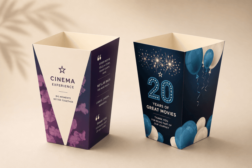 Printed popcorn tub packaging