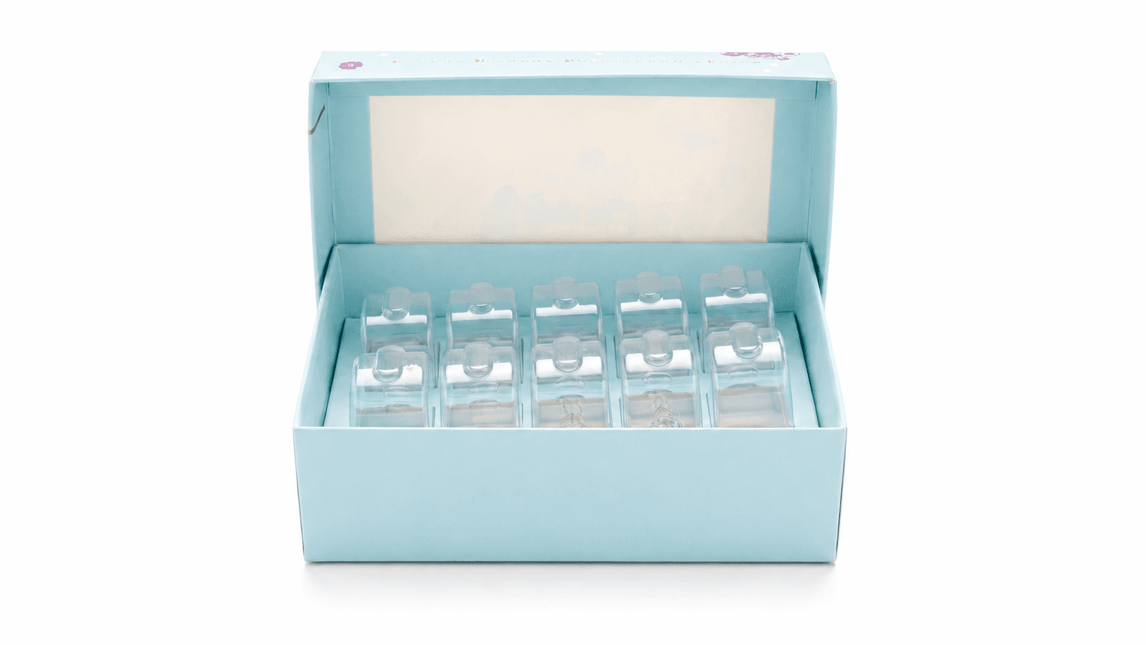 Teal rigid box with ampoule insert