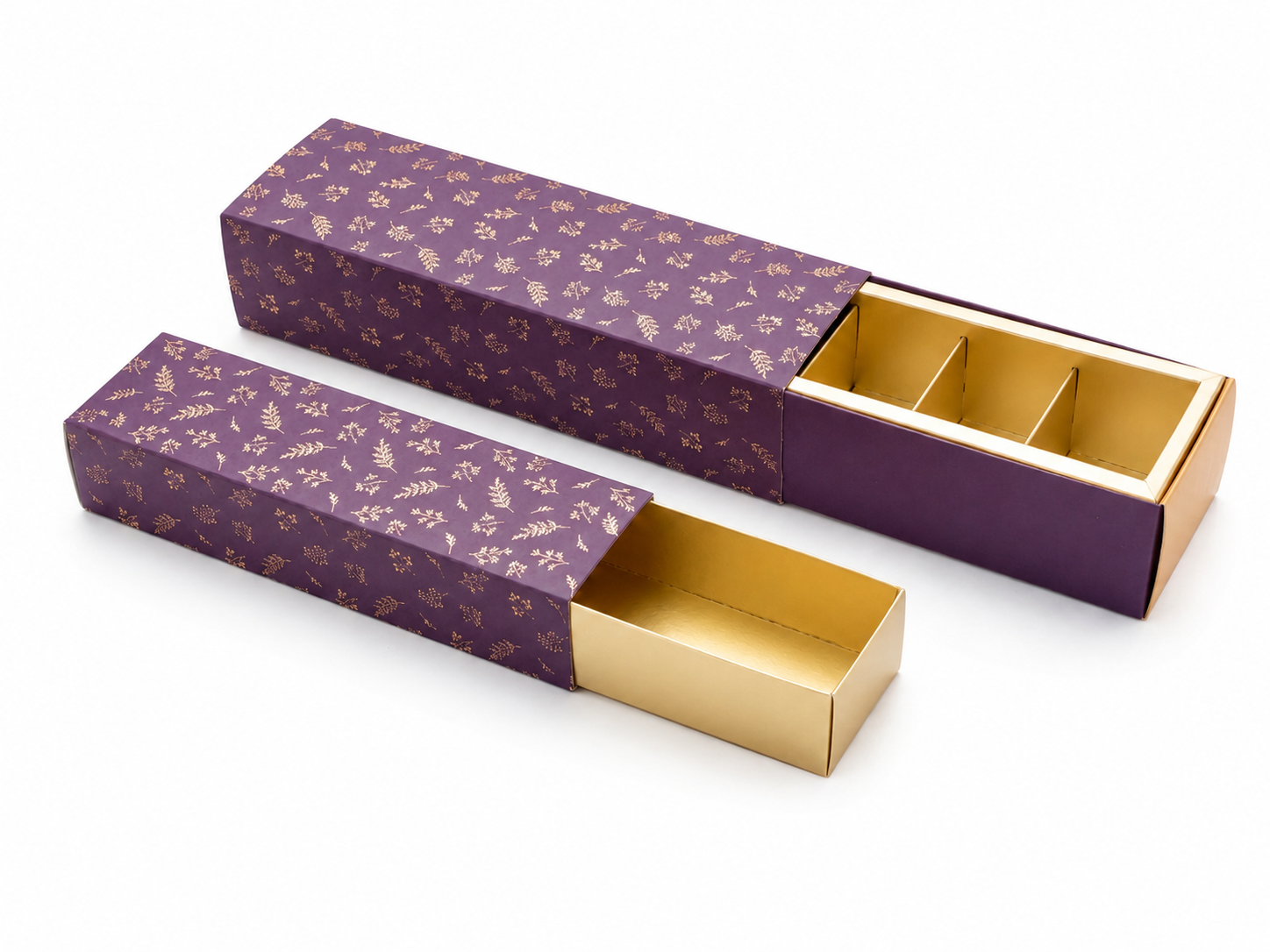 Purple Floral Drawer Boxes — angle 2